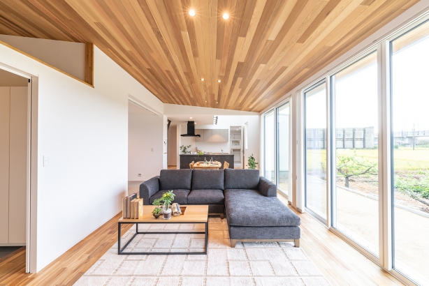 リビング casa TONAMI（カーサ となみ）の施工事例 抜群の開放感。大開口が魅力の「展望台の家」　design casa